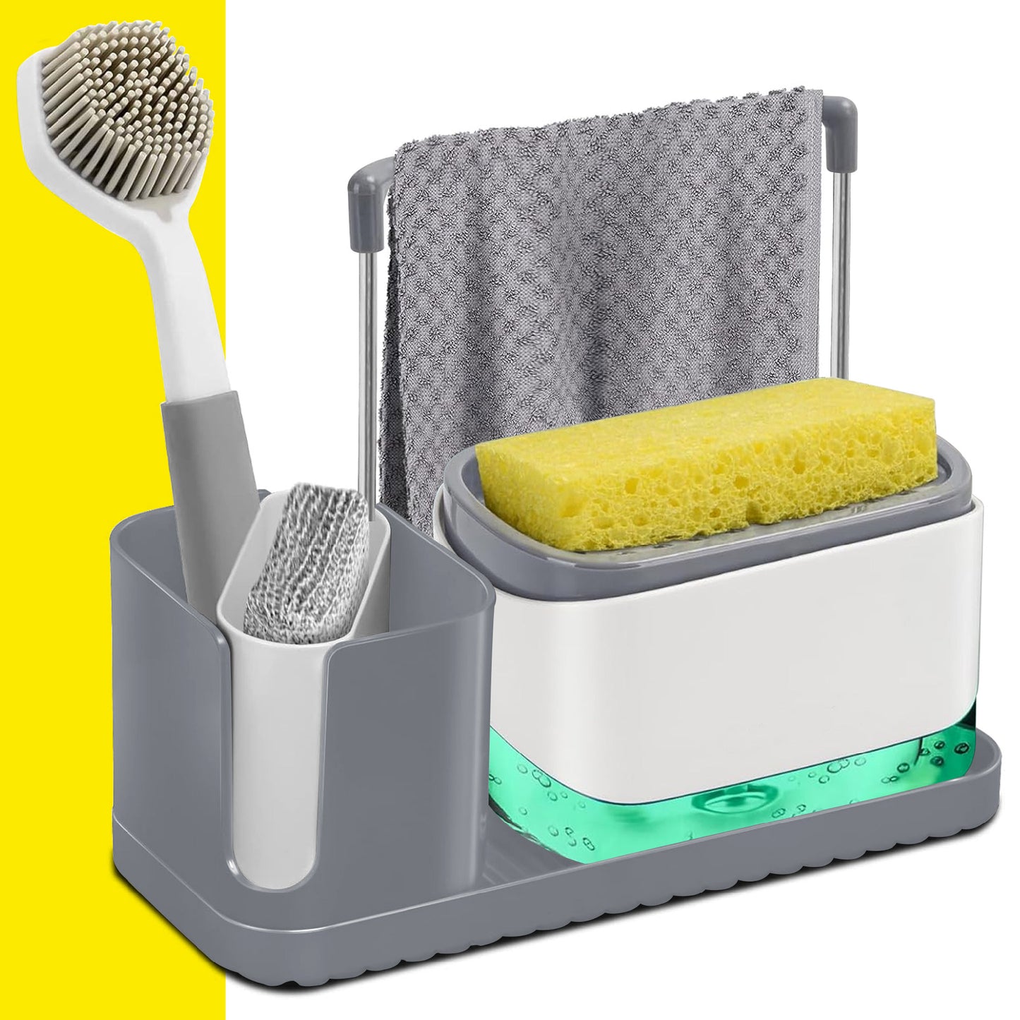 DISPENSADOR DE JABON CLEANMASTER + BANDEJA ORGANIZADORA 3 EN 1