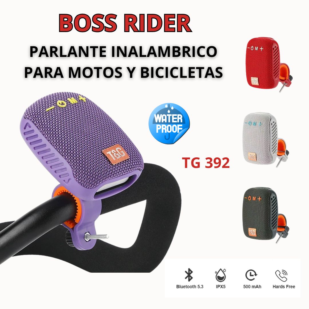 BOSSRIDER PRO🎙️ - PARLANTE INALAMBRICO PARA MOTOS Y BICICLETAS