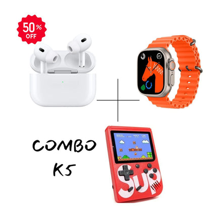 COMBO TECNOLOGICO K5 - Entretenimiento y conectividad 🎮⌚🎧 ®™.