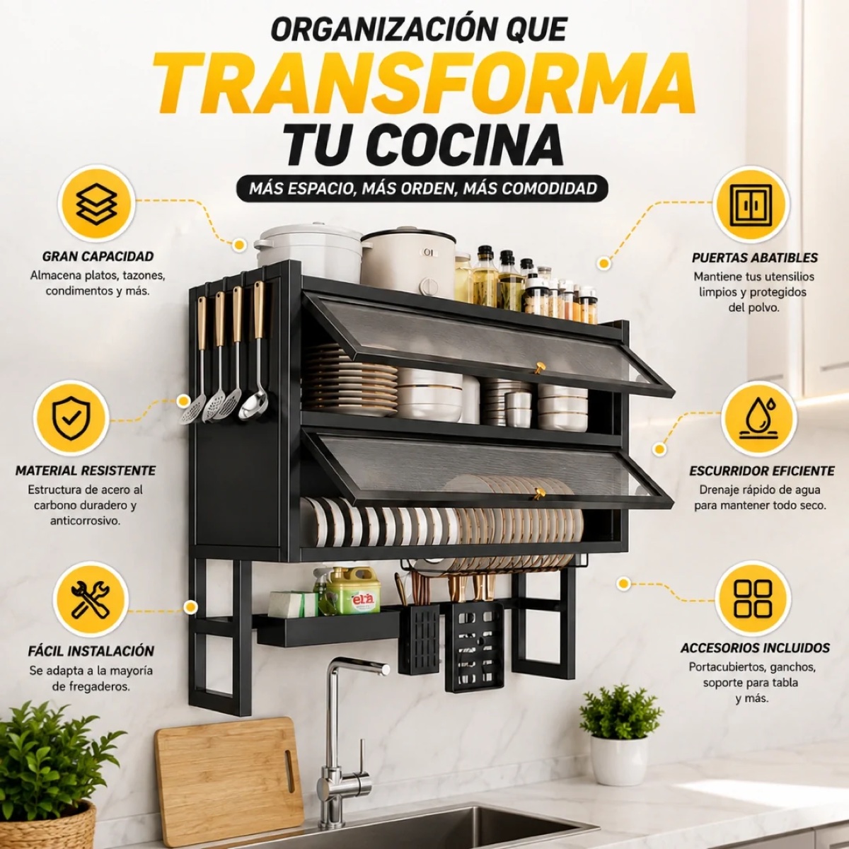Escurridor y Organizador Doble Tapa - detalle 2
