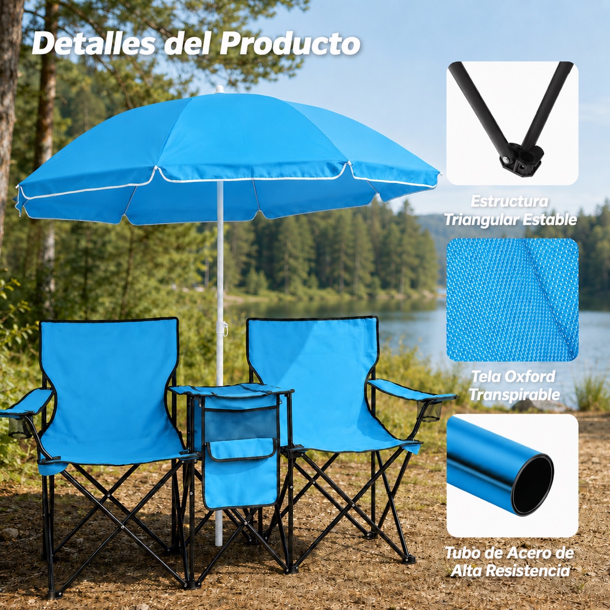 Set Mesa y Sillas Plegables con Sombrilla — imagen 2 de 5