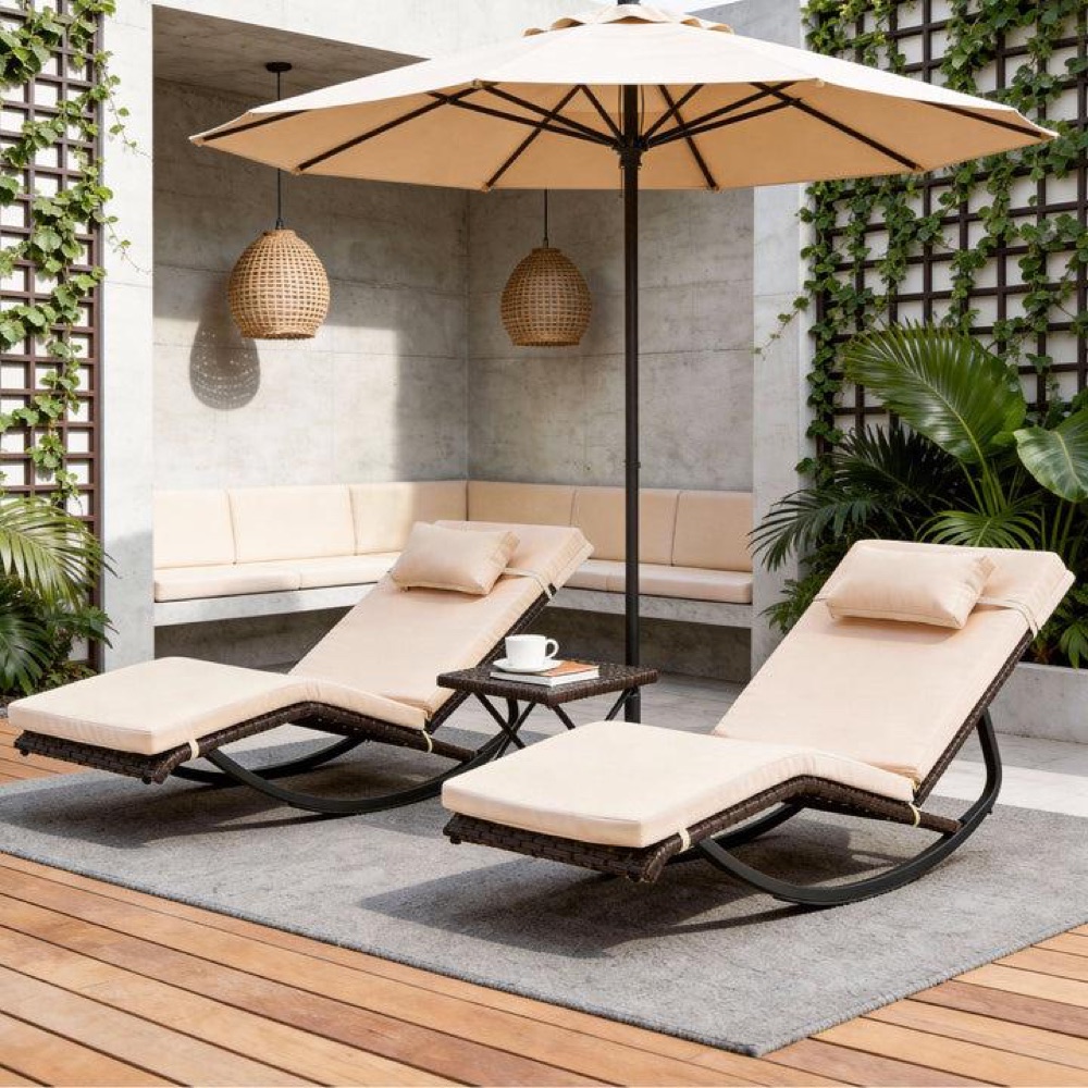 Set 2 Reposeras Chaise Lounge + Mesa — imagen 2 de 4