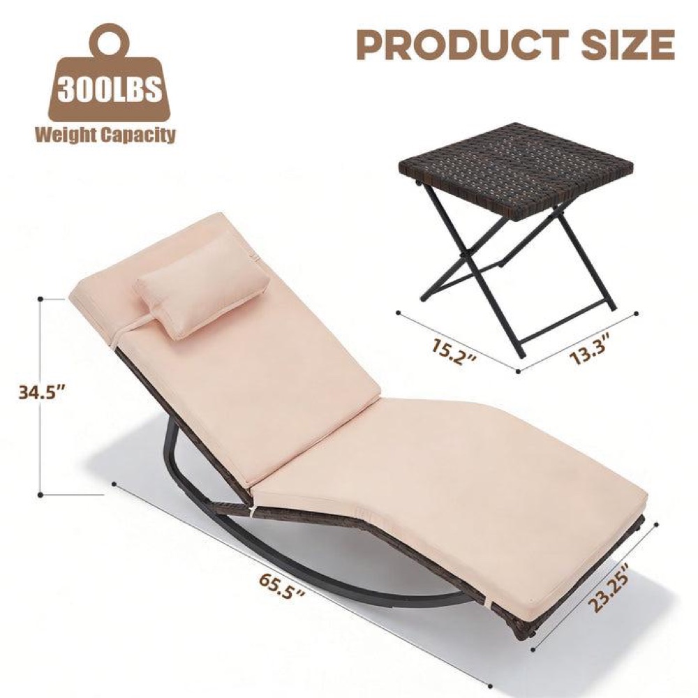 Set 2 Reposeras Chaise Lounge + Mesa — imagen 4 de 4